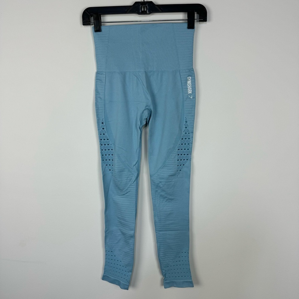 Gymshark Blue Seamless High Waisted Full Length Leggings Workout Gym